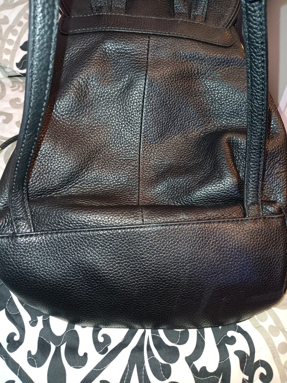 kate spade Black Pebbled Leather Drawstring Backpack